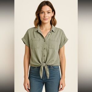 Cloth & Stone Light Gray Collared Shirt